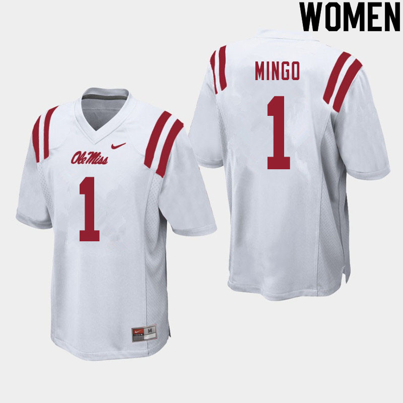 Jonathan Mingo Ole Miss Rebels NCAA Women's White #1 Stitched Limited College Football Jersey QYN5058EE